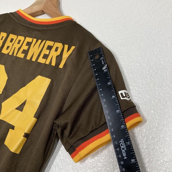 San Diego Padres Jersey Youth Small Brown Yellow MLB Baseball Little League 24 - Picture 8 of 14